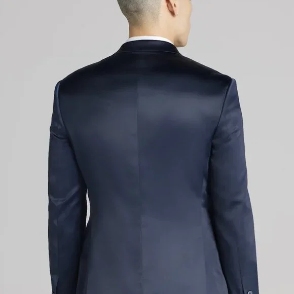 NEW Egara Skinny Fit Shiny NAVY FULL Suit JACKET AND PANTS 40L 33X34